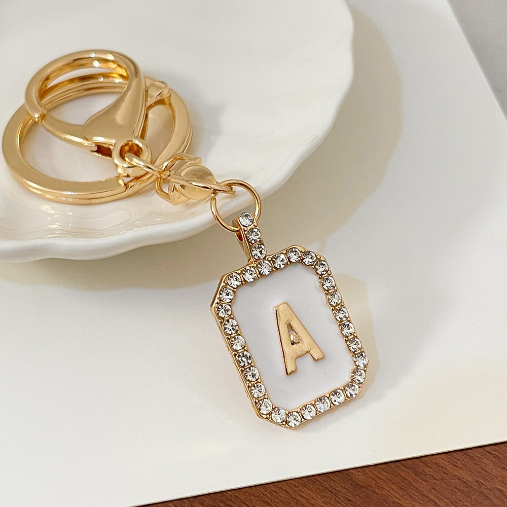 Wholesale 26 Letters Diamond-drip Oil Key Chain